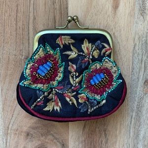 Anthropologie Beaded Velvet Coin Purse